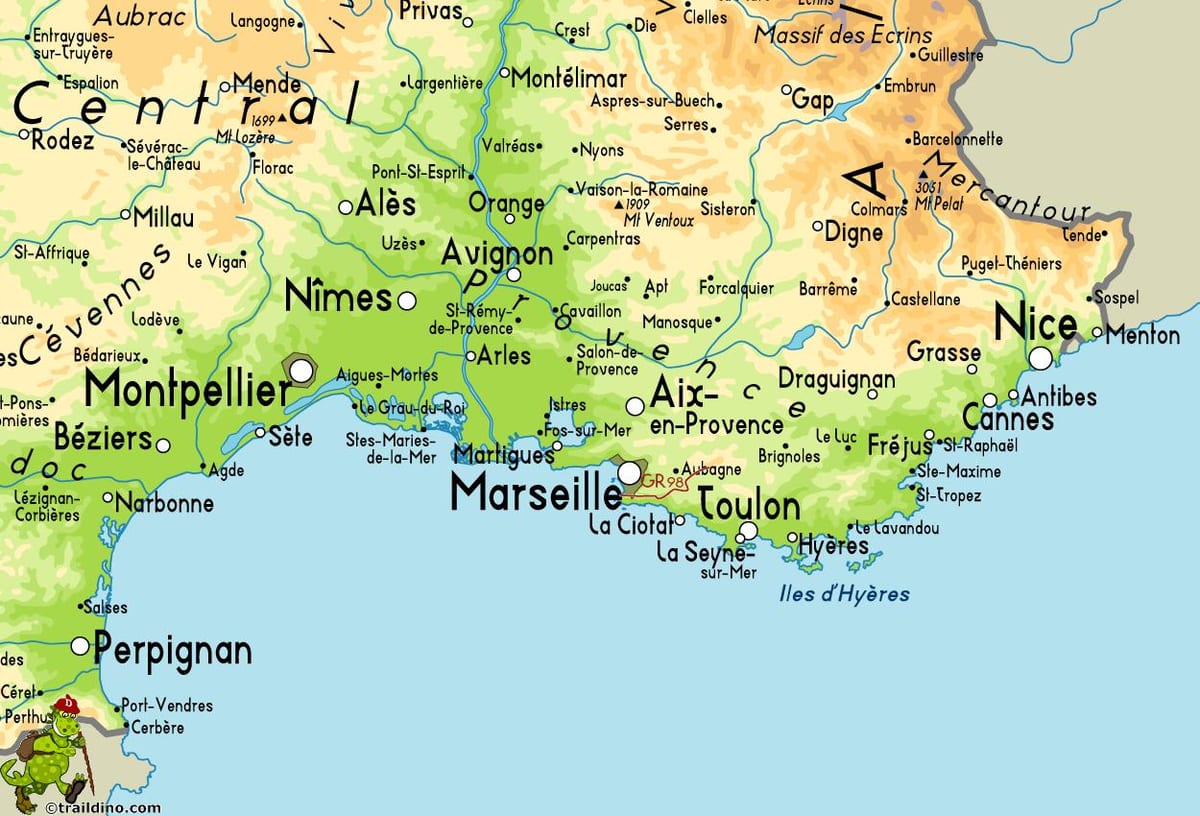 mapa de Marsella i els seus voltants
