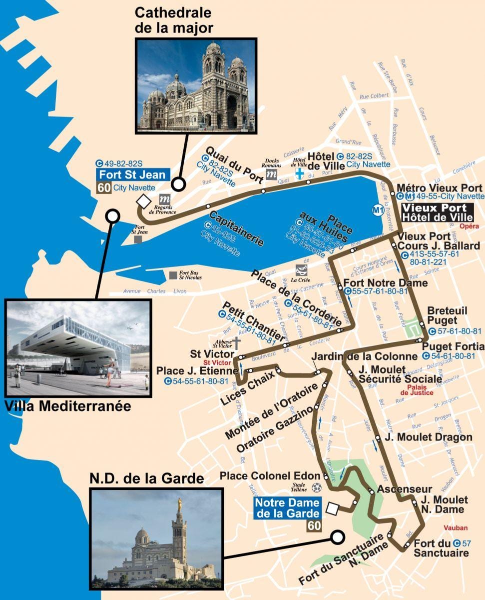 mapa de Marsella bus 60 mapa