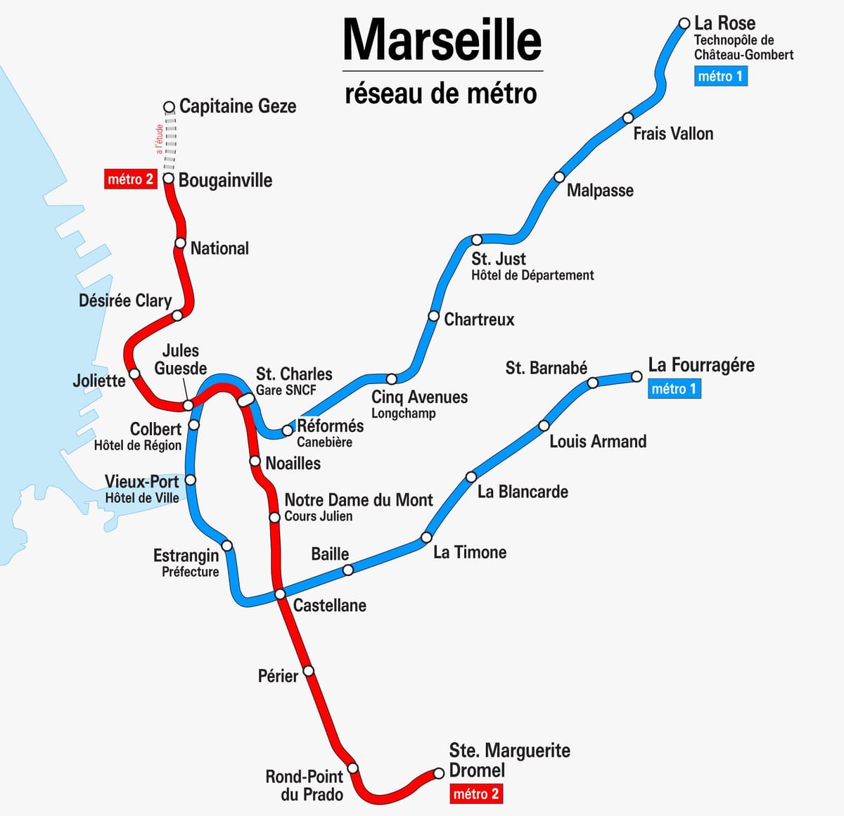 mapa del metro de Marsella