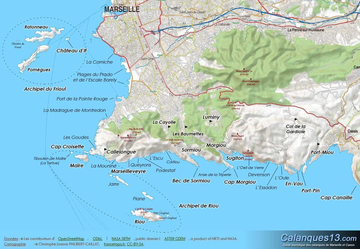 mapa geogràfic de Marsella