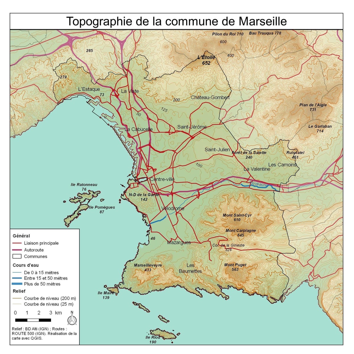 mapa topogràfic de Marsella