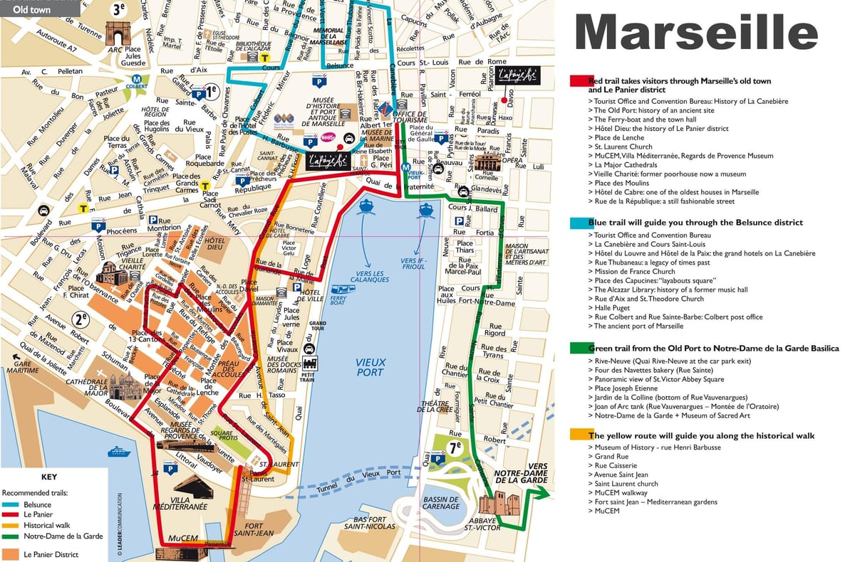 mapa de Marsella recorregut a peu
