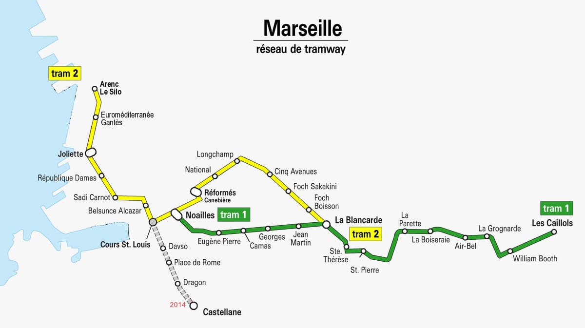 mapa de Marsella tramvia